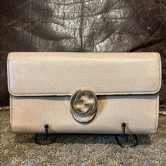 Gucci Dollar Calfskin Leather Interlocking G Continental Long Snap Wallet/Clutch - Picture 1 of 15